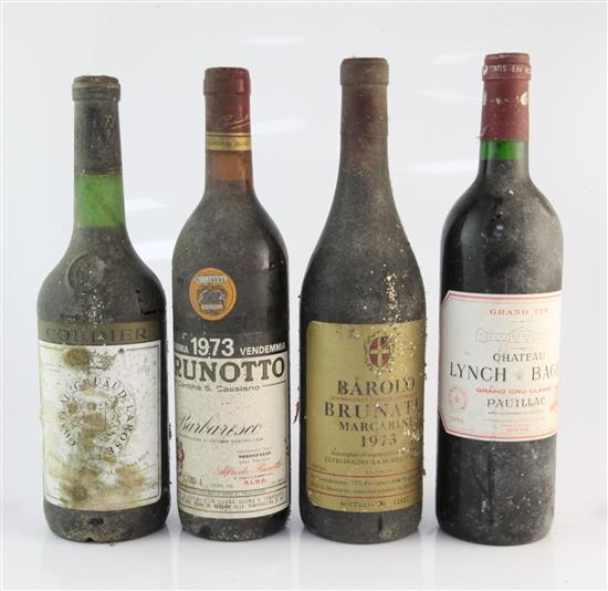 A four bottle assortment including one Chateau Lynch-Bages 1996,